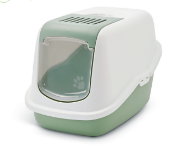 Savic - Закрита котешка тоалетна къща с филтър против миризми, Nestor 56х39х38.5 бяло/пастелно зелено 1